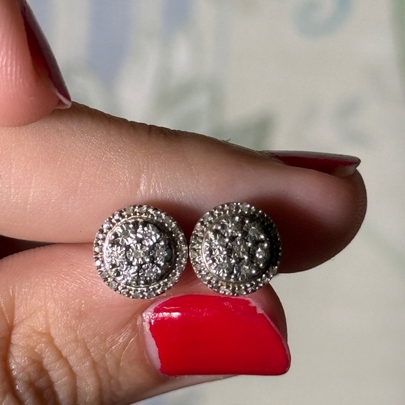 Diamond Cluster Earrings 925 Sterling Silver Women’s Stud Earrings